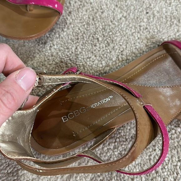 BCBGeneration Fuchsia & Tan Sandals 7 - Picture 2 of 4